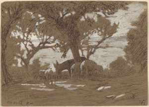 Mt. Colognola - Schafe weiden am Trasimeno-See von Elihu Vedder