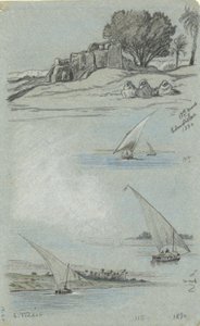 Blatt mit Studien von Elihu Vedder