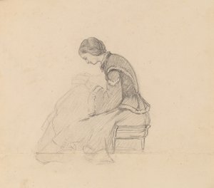 Studie eines Mädchens beim Lesen, um 1858