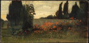 Zypresse und Mohnblumen von Elihu Vedder