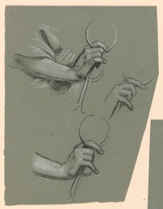 Studien von Händen, die Messschieber halten von Elihu Vedder
