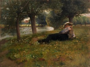 Mann, der neben einem Bach liegt von Eliphalet Frazer Andrews