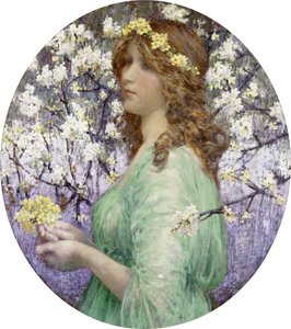 Junge Frau mit Blumenstrauß von Elisabeth (attr. to) Sonrel