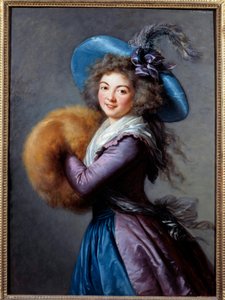 Porträt von Madame Mole Reymond (1759-1833), Schauspielerin der italienischen Komödie. Sie trägt einen Federhut und eine Ärmel. Gemälde von Marie Elisabeth Louise Vigee Le Brun (1755-1842) 1786 von Elisabeth Louise Vigee Lebrun