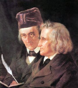 Gebrüder Grimm: Jacob (1785-1863) und Wilhelm (1786-1859), Gemälde von Elisabeth Jerichau-Baumann von Elisabeth Maria Anna Jerichau Baumann