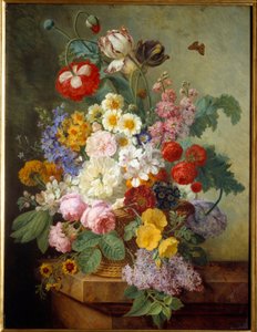 Blumen in einer Rocaille. Gemälde von Elise Bruyere (1776-1842) 1836