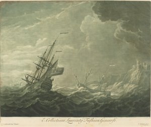 Schifffahrtsszene aus der Sammlung von Lawrence Fashion von Elisha Kirkall after Willem van de Velde the Younger