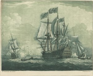 Schiffsszene mit Kriegsschiff