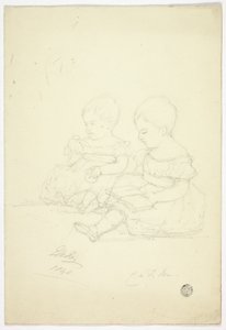 Zwei sitzende Mädchen (recto), ein Stillleben und zwei Tiere (verso)