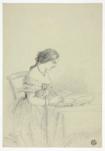 Frau beim Aquarellieren (möglicherweise ein Selbstporträt)