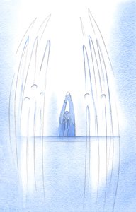 Engel umgeben Christus, wenn er verborgen in der Hostie unter uns erscheint; jeder Akt des Glaubens, den wir darbringen, zieht uns näher zum Himmel