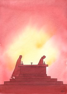 Im Laufe der Jahre verlässt ein Priester den Altar und ein anderer folgt seinen Fußstapfen, um das heilige Opfer darzubringen von Elizabeth Wang