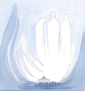 Bei der Messe wurde meine Seele in die Freude der Heiligsten Dreifaltigkeit gehoben; ich war nahe bei Christi heiliger Mutter, nahe dem Schleier, der den Himmel von der Erde trennt von Elizabeth Wang