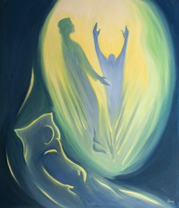 Im Moment des Todes wird die Seele, die in Christus stirbt, mit ihm emporgehoben und zum Vater getragen