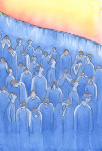 Durch die Barmherzigkeit Gottes können die Seelen im Fegefeuer ihren Stolz, ihre Gier oder ihren lauen Glauben beklagen, oder was auch immer sie, obwohl Gläubige, schlecht auf den Tod vorbereitet hat von Elizabeth Wang