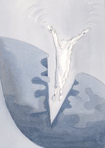 Christus springt liebevoll in die schrecklichen dunklen Tiefen unserer Herzen. von Elizabeth Wang