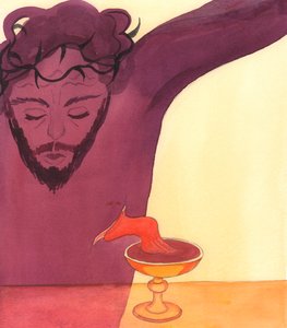 Christus vergoss sein Lebensblut für uns auf Golgatha