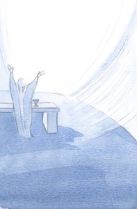 Christus erhält seine heilige Kirche in jedem Moment ihres Lebens, mit ausgestreckten Armen, während er sein heiliges Opfer darbringt.