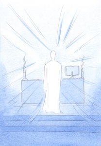 Während der Heiligen Messe, bei der Konsekration, sah ich Jesus, der voller Freude war, hier bei denen zu sein, die ihn lieben