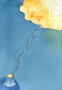 Aus dem Leben der Gnade führte eine Strickleiter nach oben, wo Christus und die Heiligen im Himmel warteten, um diejenigen zu begrüßen, die durchhielten von Elizabeth Wang