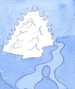 Mir wurde eine Darstellung der Gottheit gezeigt: ein Berg aus Feuer, dessen Spitze sich mir näherte von Elizabeth Wang