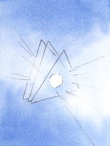 Mir wurde ein Symbol der Heiligen Dreifaltigkeit gezeigt: drei Dreiecke, mit einem Feuer wie geschmolzene Lava (das die göttliche Liebe darstellt) im Herzen jedes einzelnen