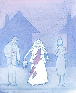 Stellen Sie sich vor, wie peinlich es einer Braut wäre, deren Kleid von einem verschütteten Getränk befleckt wurde und die dann an ihren Gang zum Altar denkt von Elizabeth Wang