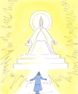Im Glauben können wir ein blendendes Licht hoch oben in der Kirche über dem Heiligtum sehen von Elizabeth Wang