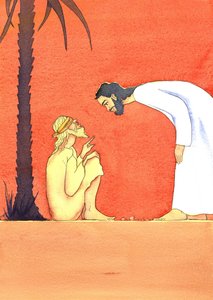 Jesus heilt den blinden Mann von Elizabeth Wang