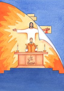 Jesus ist bei der Messe mit uns gegenwärtig, betet zum Vater für unsere Bedürfnisse und für das ewige Heil. Wir können all unsere Gebete mit seinem großen Opfergebet vereinen