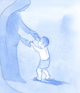 So wie Christus von seiner Mutter gehalten stetig vorwärts ging, so können wir wie einfache vertrauensvolle Kinder gehen, ohne Angst und hoffnungsvoll von Elizabeth Wang
