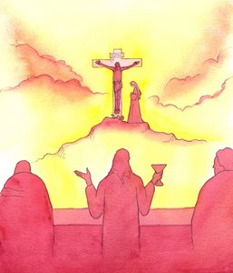 In der Nacht vor seinem Tod setzte Jesus die Heilige Eucharistie beim Letzten Abendmahl ein