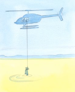 Menschen werden durch unsere Fürbitten im Gebet genauso geholfen wie eine verzweifelte Person, die in Treibsand gefangen ist, von Freunden, die ihn mit einer Winde aus einem Hubschrauber in Sicherheit bringen von Elizabeth Wang