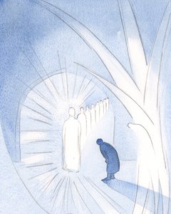 Manchmal ist Christus der Seele in Seiner Herrlichkeit gegenwärtig, angebetet von unserem Schutzengel. Wir müssen nur anwesend sein und anbeten, 2000 von Elizabeth Wang