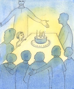 Die Kirche ist wie ein helles Zuhause, voller Leben, in einer fast verlassenen, verschneiten Landschaft von Elizabeth Wang