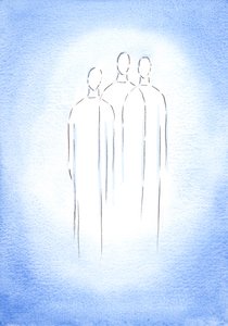 Die Heilige Dreifaltigkeit, ein Gott, drei Personen, lebt in der Seele des Christen in blendender Pracht. von Elizabeth Wang
