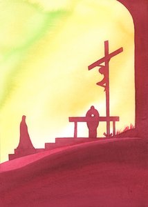 Die Messe ist wie ein Fenster in die Zeit, durch das wir dem rettenden Opfer Christi beiwohnen, während Maria zusieht