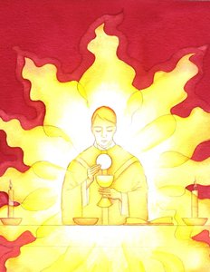 Die Gegenwart Jesu in der Eucharistie ist wie ein loderndes Feuer der Herrlichkeit