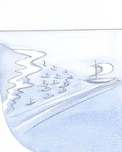 Die Seele, die auf Christus vertraut, ist wie ein Schiff, dessen Segel vom Wind der Gnade gefüllt sind, das andere in seinem Kielwasser zieht. von Elizabeth Wang