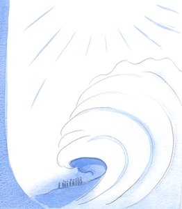 Die Unbußfertigen, wenn sie in schwerer Sünde sterben, werden aus dem Blick des Vaters wie von einer Flutwelle weggeschwemmt, 2002 von Elizabeth Wang