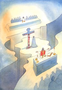 Durch die Eucharistie, die beim Letzten Abendmahl eingesetzt wurde, wird das Opfer von Golgatha in jeder Generation neu dargebracht. von Elizabeth Wang