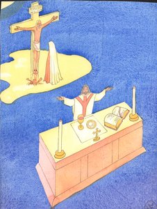Durch die Eucharistie, die beim letzten Abendmahl eingesetzt wurde, wird das Opfer von Golgatha in jeder Generation neu dargestellt. von Elizabeth Wang