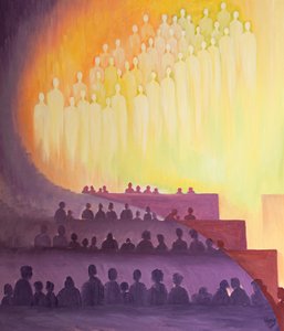 Durch den Heiligen Geist sind wir in der Messe mit den Heiligen und Engeln in einem Opfer des Lobes vereint, 2000 von Elizabeth Wang