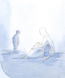 Um unsere Beziehung zu Maria zu veranschaulichen, sah ich ein kleines Kind lautstark zerren und dennoch Trost empfangen; das andere Kind, stolz und misstrauisch, hielt Abstand und erhielt daher nicht ihre Hilfe von Elizabeth Wang