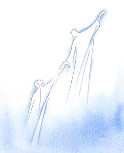 Als die selige Jungfrau Maria das Ende ihres Lebens erreichte, wurde sie von Christus, ihrem geliebten Sohn, in die Herrlichkeit erhoben von Elizabeth Wang