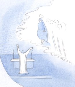Mit welcher Freude lobt Christus (am Altar) seine Mutter, in Bewunderung ihrer Person und ihres ganzen Lebenswerks