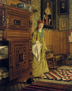 Porträt von Laura, Lady Alma-Tadema, wahrscheinlich beim Betreten des holländischen Zimmers im Townshend House, Regent