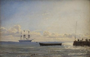 Ein Linienschiff vor Anker von Emanuel Larsen