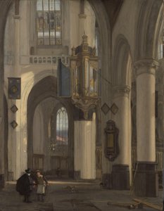 Innenraum einer protestantischen gotischen Kirche mit Motiven aus der Oude und Nieuwe Kerk in Amsterdam