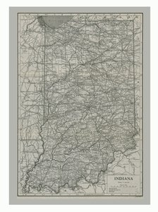 Karte von Indiana, USA, um 1900